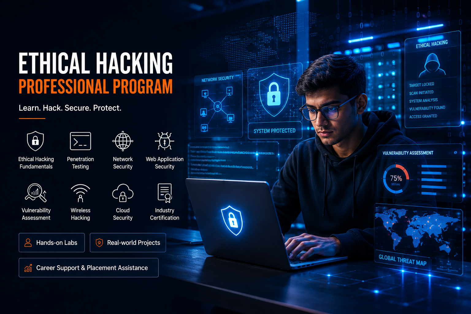 Cyber Security and Ethical Hacking course artwork